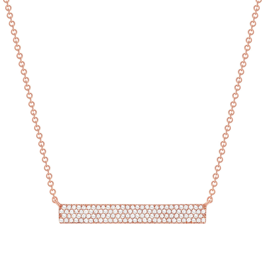 Rose Gold Thick Diamond Bar Necklace