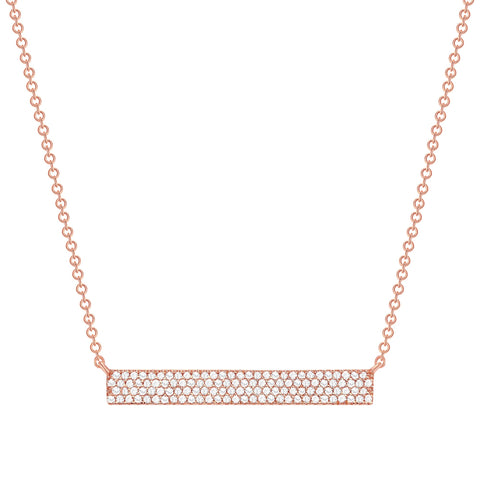 Rose Gold Thick Diamond Bar Necklace