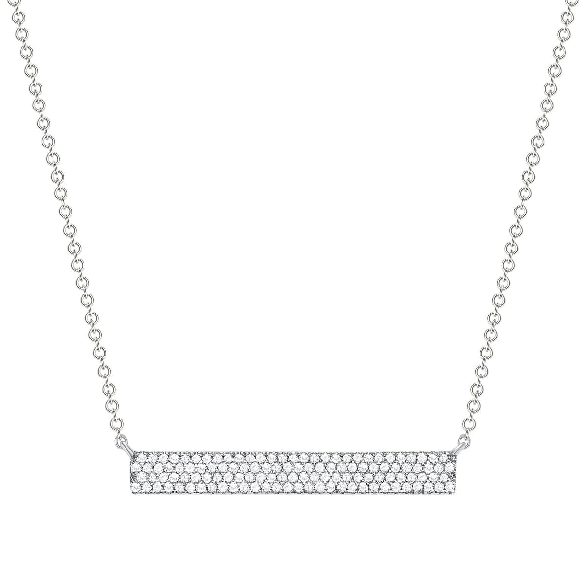 White gold thick diamond bar necklace
