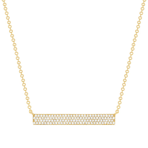Yellow Gold Thick Diamond Bar Necklace