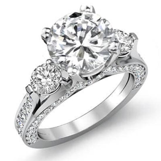Unique Three Stone Ring White Gold