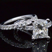 2.00 Ct Classic Princess Cut Engagement Ring Set G Color VS1 GIA Certified