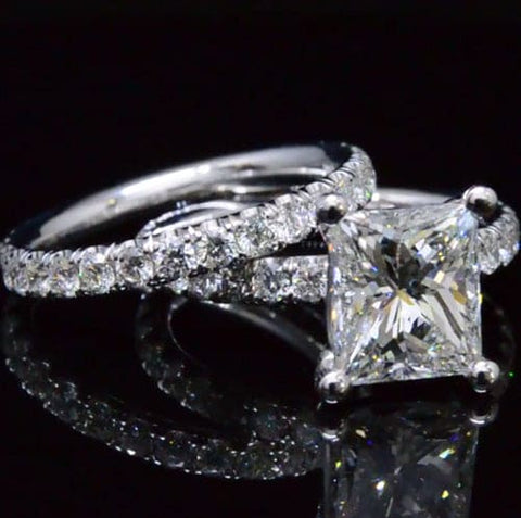 2.50 Ct. Princess Cut Engagement Ring Set I Color VS1 GIA Certified
