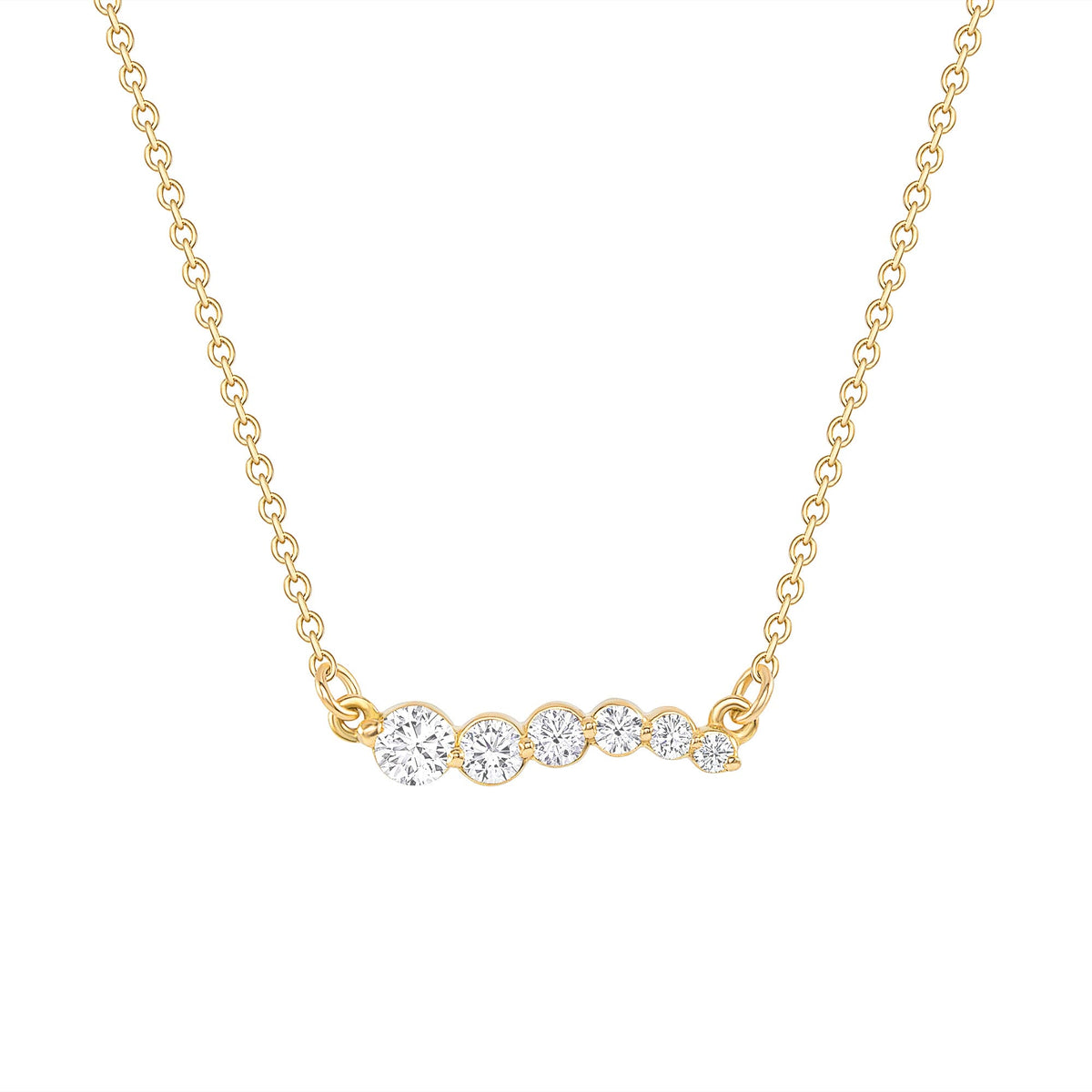 Graduated diamond necklace yellow gold