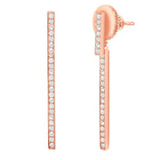 Long Bar Diamond Earrings Rose Gold