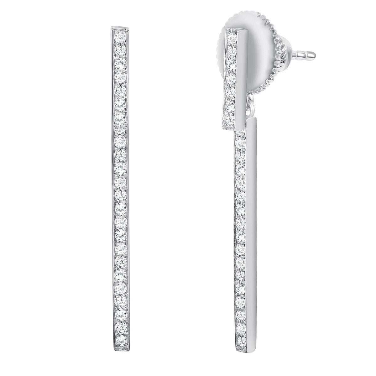 Long bar diamond earrings