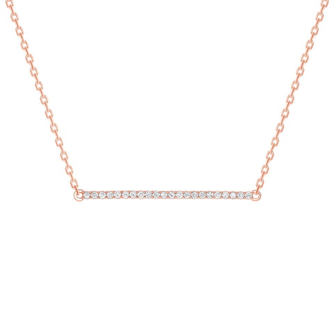 Horizontal Diamond Bar Necklace Yellow Gold