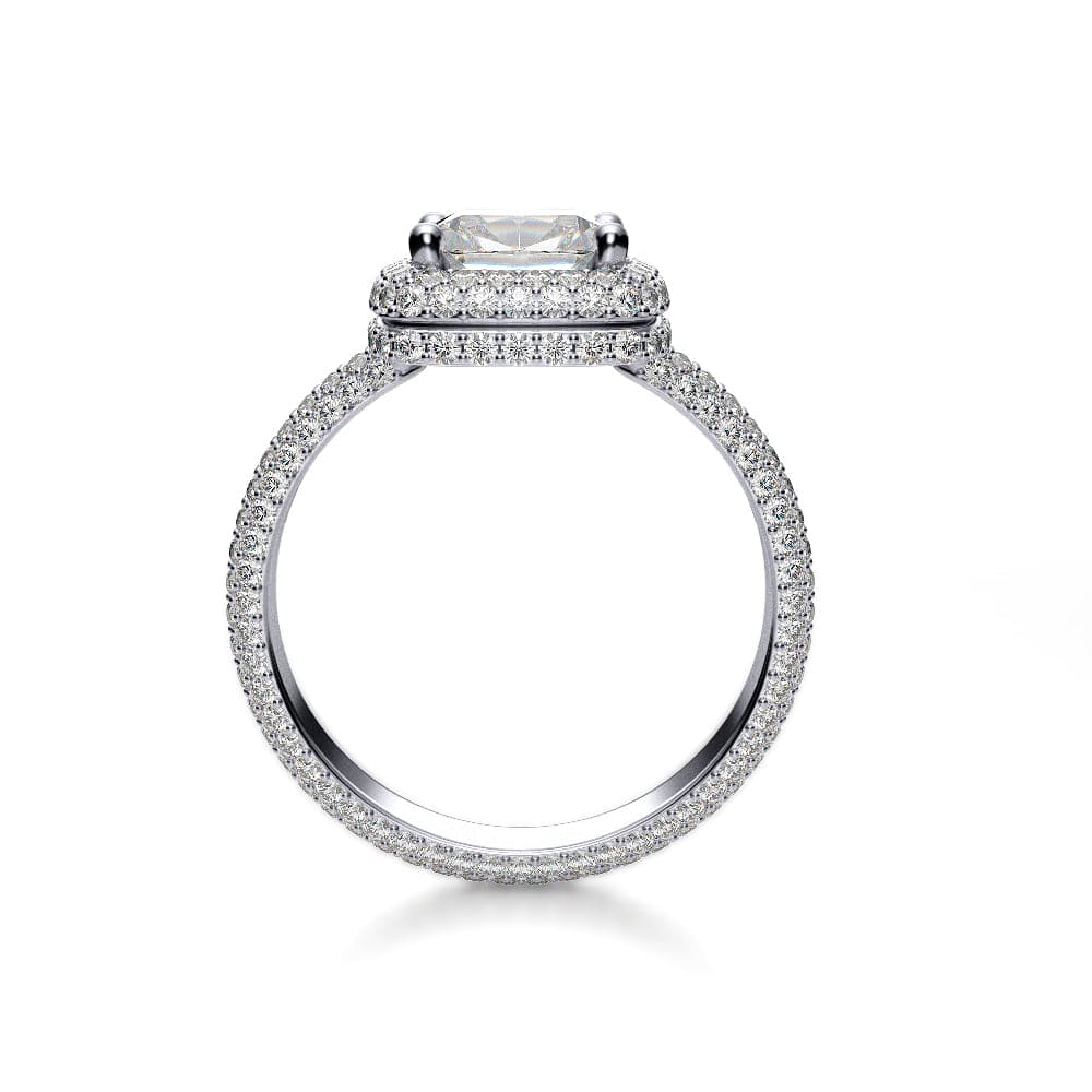 Square cushion cut micro pave halo diamond ring  eternity