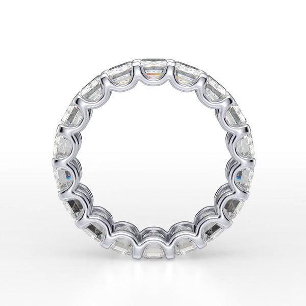 Emerald Cut Eternity Band Side View White