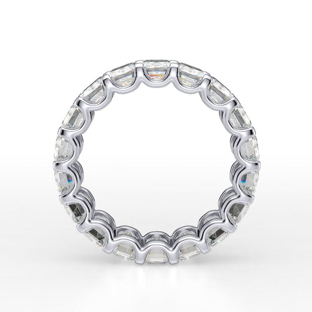 7 Carats Emerald Cut Diamond Eternity Ring U-Setting F-G Color VS1 Clarity
