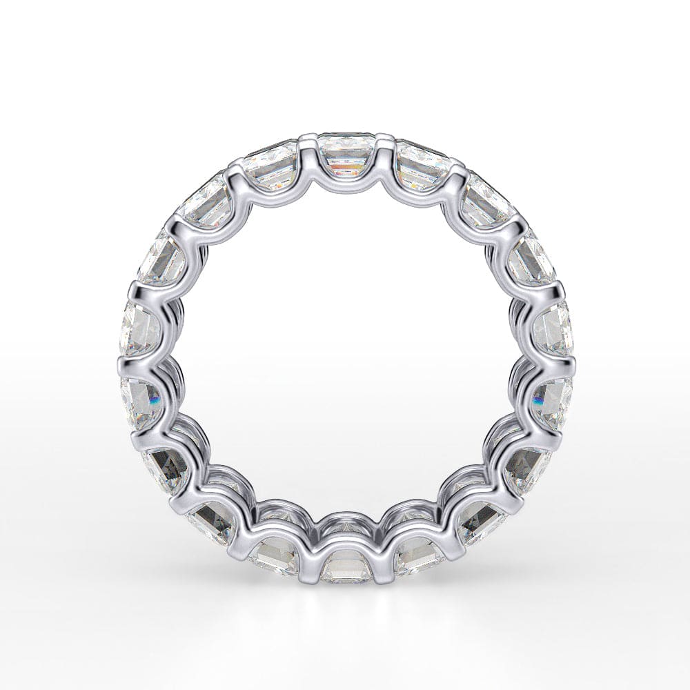 7 Carats Emerald Cut Eternity Ring Side View