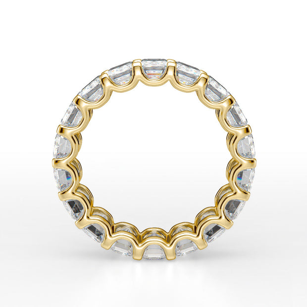 Emerald Cut Eternity Band Side View Yellow