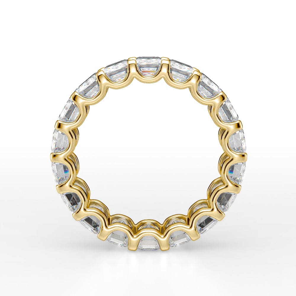 7 Carats Emerald Cut Eternity Ring Yellow Side View