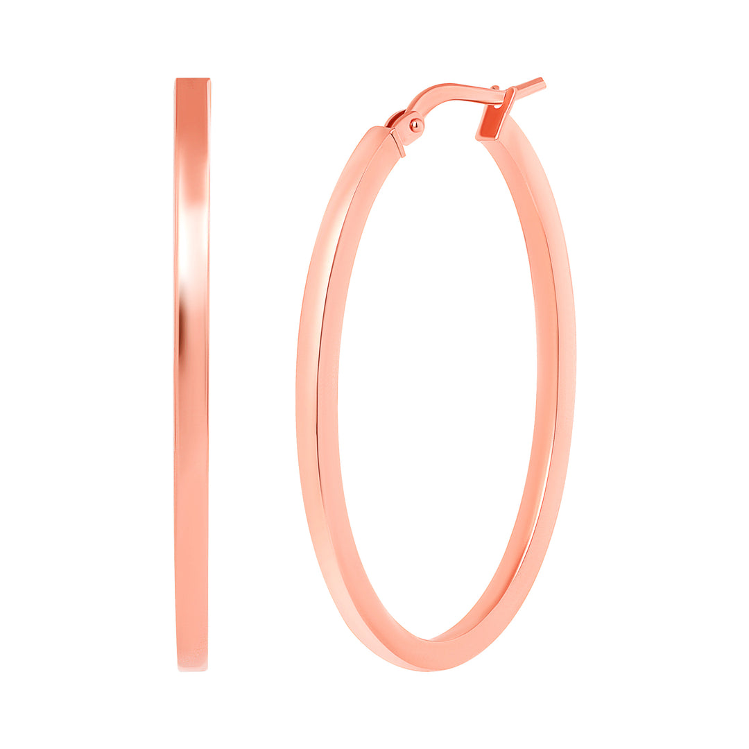 14k rose gold oval hoop earrings