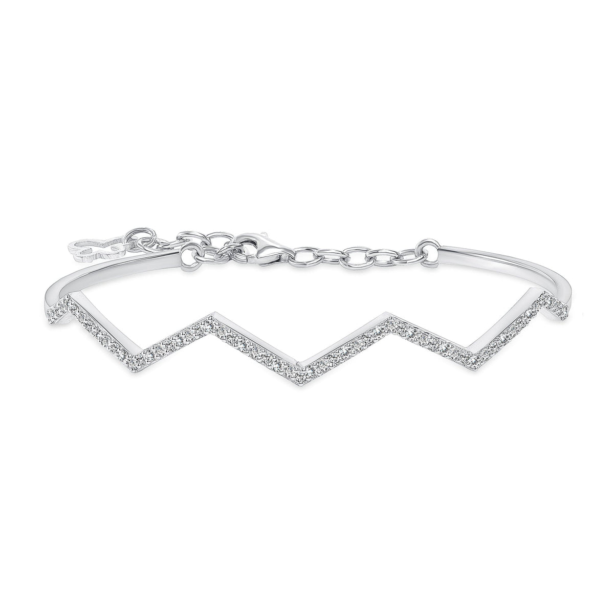 Zig zag stackable diamond cuff bangle