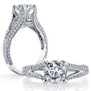 3.50 Ct. Cushion Cut Split Shank Engagement Ring G Color VS1 GIA Certified