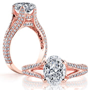 Split Shank Oval Engagement Ring in Rose Gold