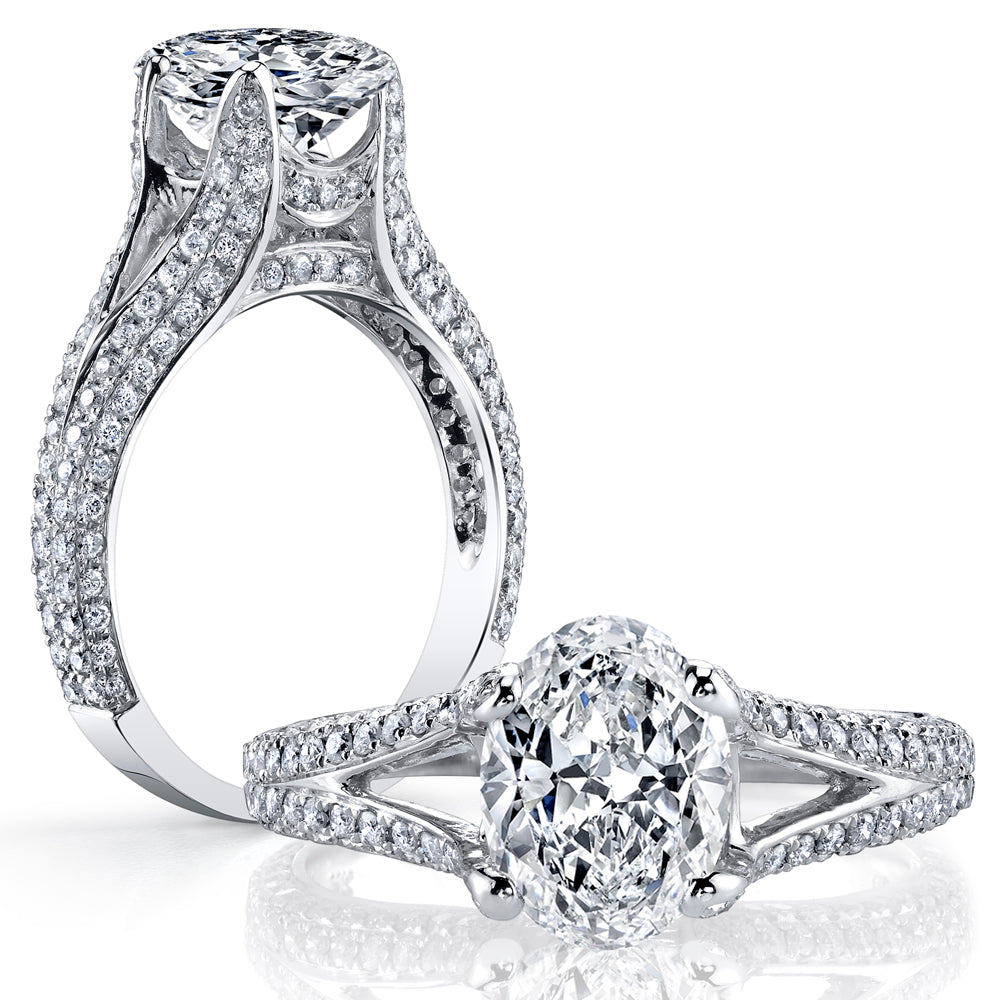 Split shank oval engagement ring