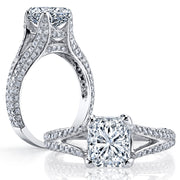 Pave Split Shank Engagement Ring