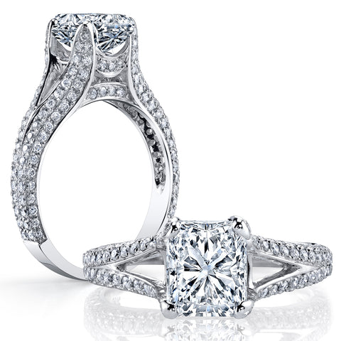 Pave Split Shank Engagement Ring