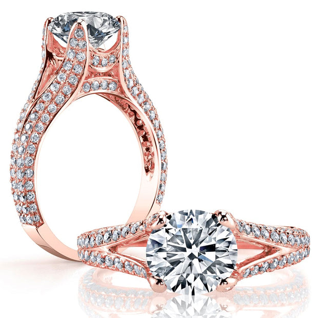 Round Split Shank Engagement Ring Rose Gold