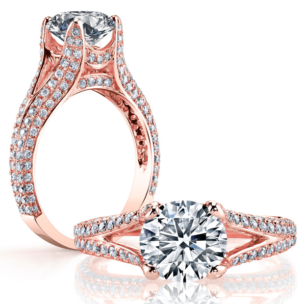 Pave Split Shank Engagement Ring