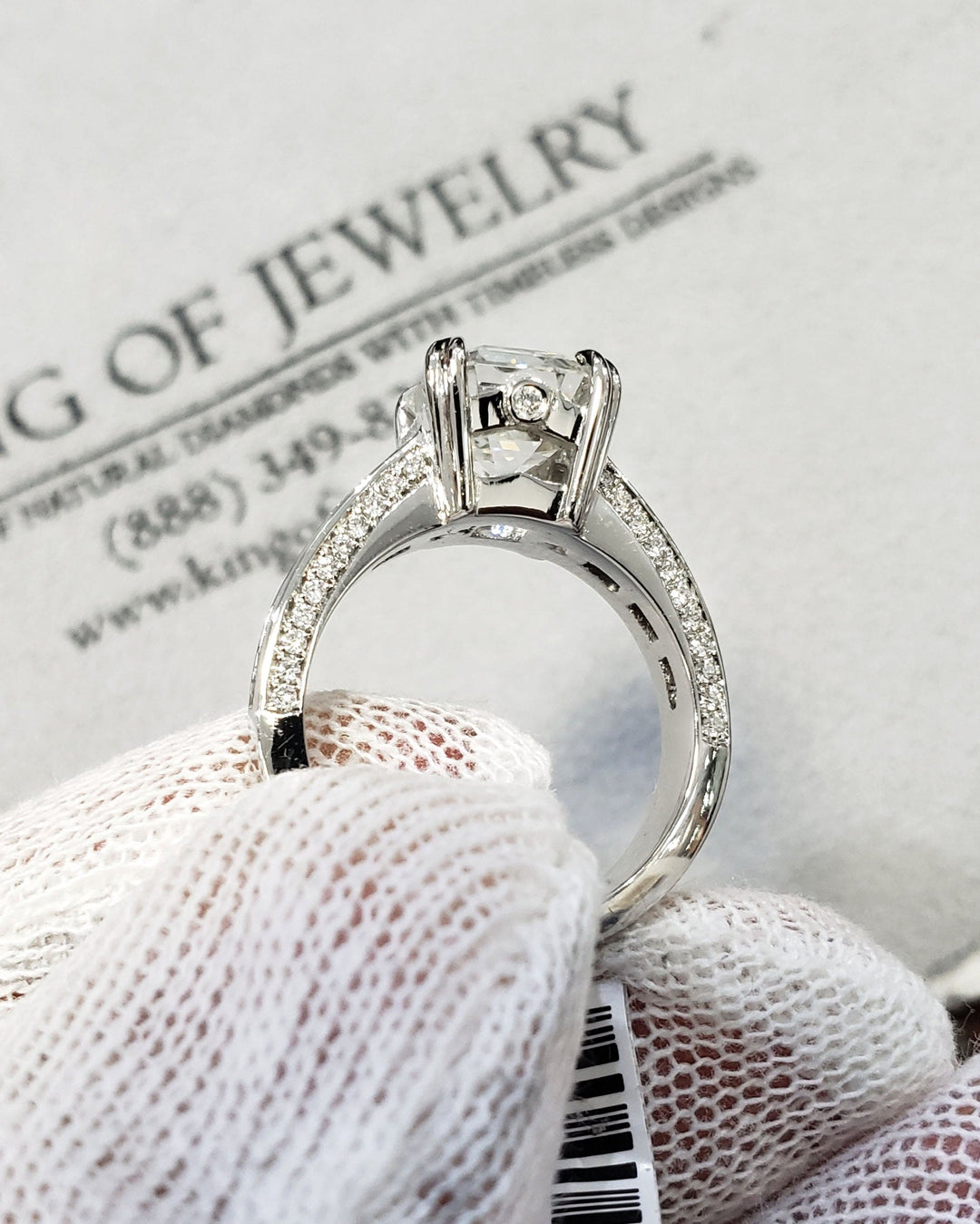 3.20 Ct. Asscher Cut Engagement Ring Baguette Accents G Color VS1 GIA Certified