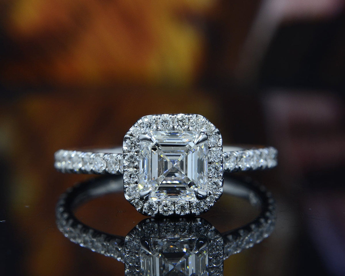 Halo asscher cut engagement ring