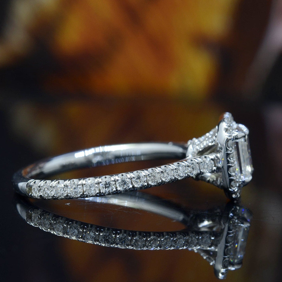 Asscher Cut Halo Pave Engagement Ring side view