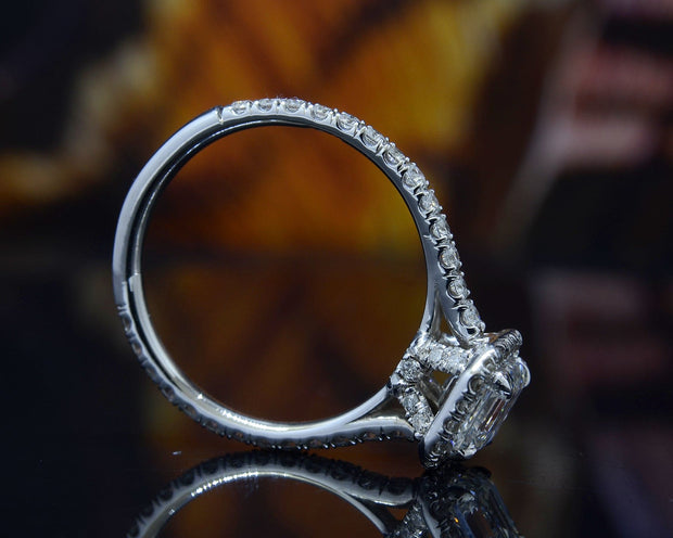 Asscher Cut Halo Pave Engagement Ring Side Profile