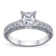 V Prong Princess Cut Verragio Venetian Engagement Ring W/ Milgrain