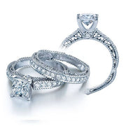 V Prong Princess Cut Verragio Venetian Engagement Ring W/ Milgrain