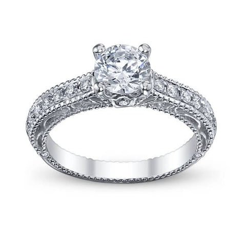 Milgrain Solitaire Verragio Venetian Round Brilliant Cut Diamond Engagement Ring