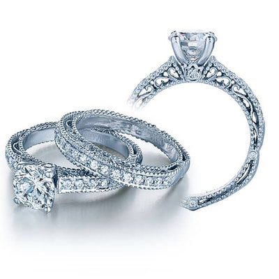 Milgrain Solitaire Verragio Venetian Round Brilliant Cut Diamond Engagement Ring