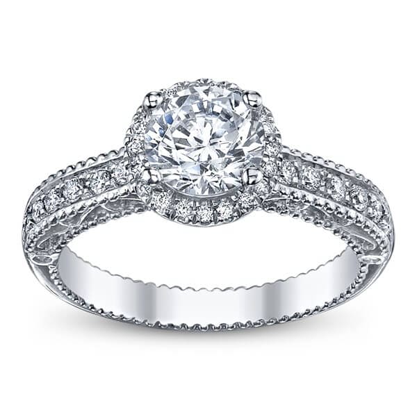 Unique verragio venetian round brilliant cut diamond engagement ring