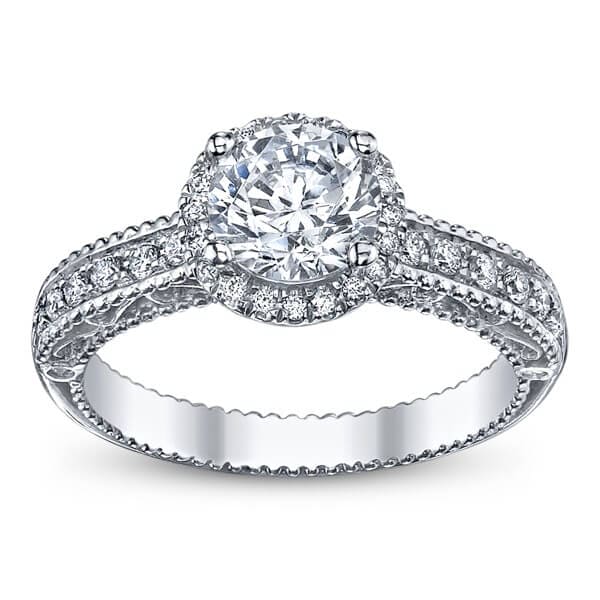 Unique Verragio Venetian Round Brilliant Cut Diamond Engagement Ring