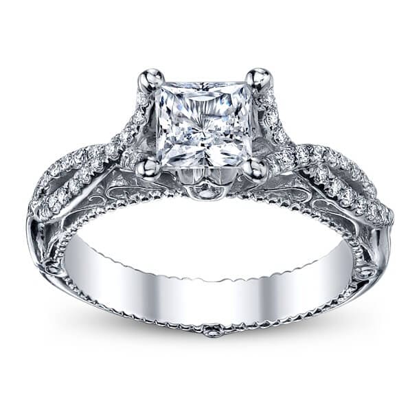 Solitaire verragio venetian princess cut engagement cross over ring