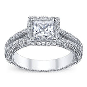 Princess Cut Split Shank Verragio Venetian Diamond Engagement Ring W/ Milgrain