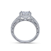 Princess Cut Split Shank Verragio Venetian Diamond Engagement Ring W/ Milgrain
