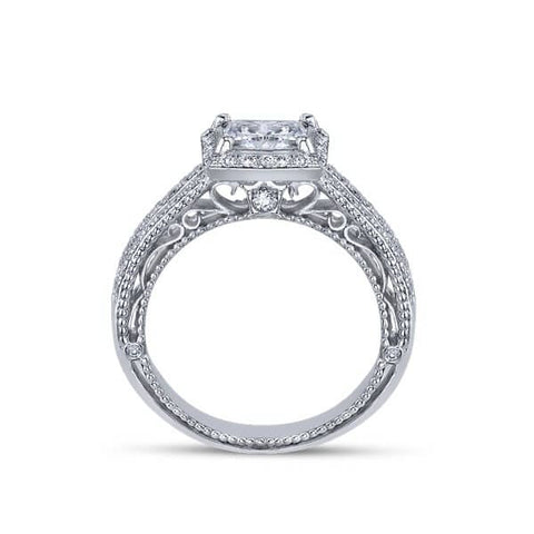 Princess Cut Split Shank Verragio Venetian Diamond Engagement Ring W/ Milgrain