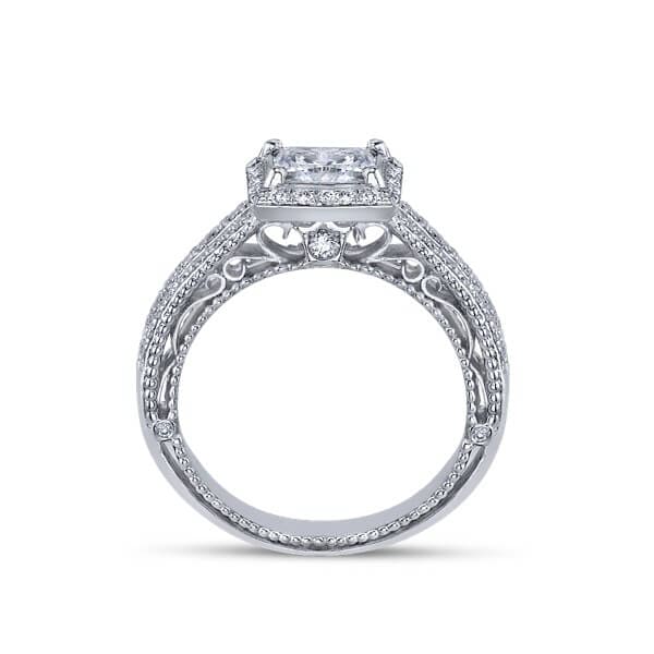 Princess Cut Split Shank Verragio Venetian Diamond Engagement Ring W/ Milgrain