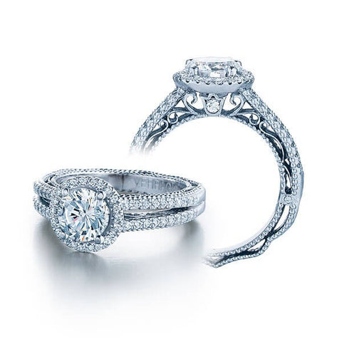 Round Brilliant Cut Split Shank Verragio Venetian Diamond Engagement Ring W/ Milgrain