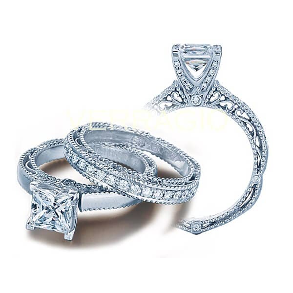 Solitaire designer verragio venetian princess cut diamond engagement ring