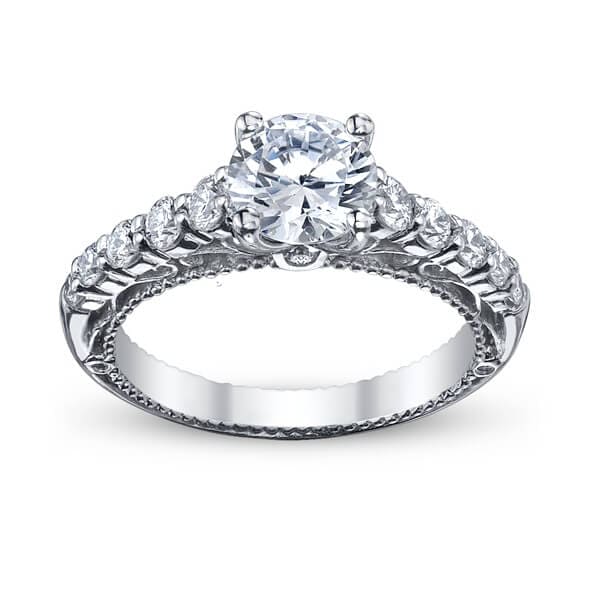 Round cut verragio venetian diamond engagement pave solitaire