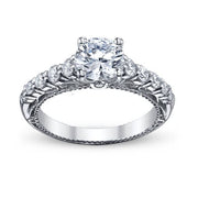 Round Cut Verragio Venetian Diamond Engagement Pave Solitaire