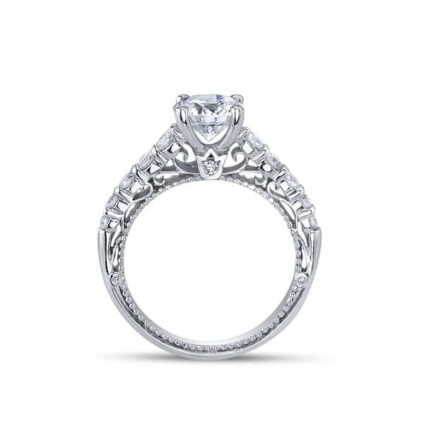 Round Cut Verragio Venetian Diamond Engagement Pave Solitaire