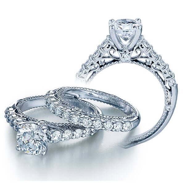 Round cut verragio venetian diamond engagement pave solitaire