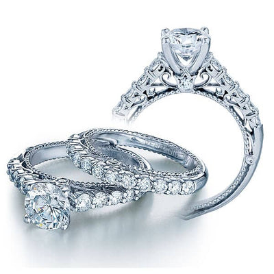 Round Cut Verragio Venetian Diamond Engagement Pave Solitaire