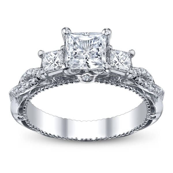Three stone princess cut verragio venetian diamond cross over engagement ring