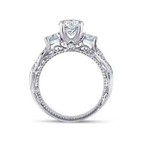 Round Brilliant Cut Verragio Venetian Diamond Three Stone Cross Over Engagement Ring